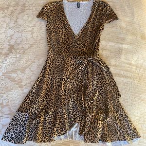 H&M Leopard Print Wrap Skater Dress